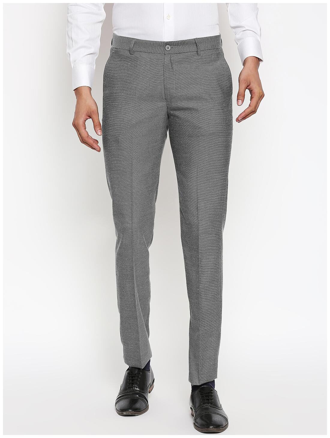 

Solemio Men Solid Regular Fit Formal Trouser - Grey