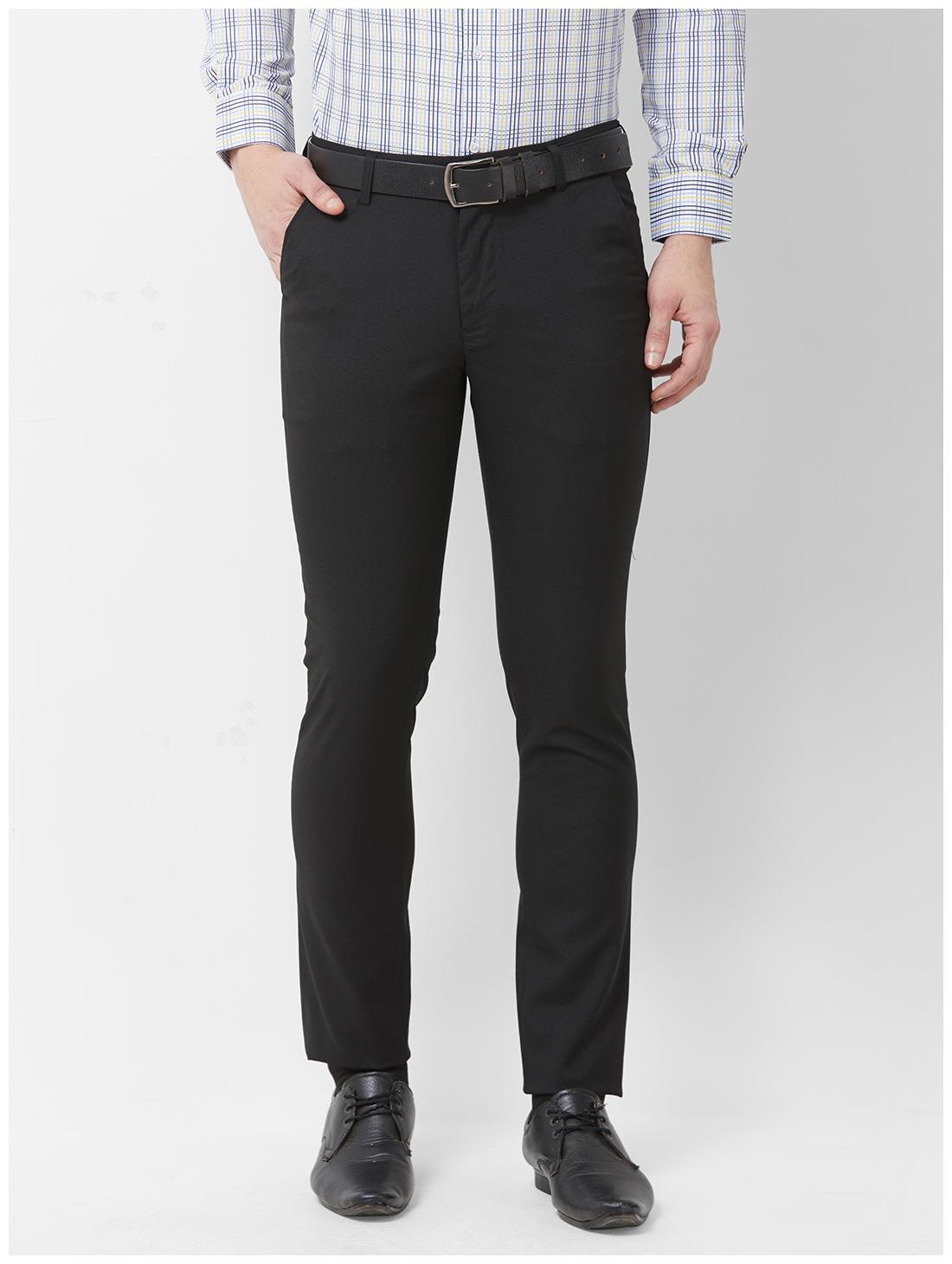 

Solemio Men Solid Slim Fit Formal Trouser - Black