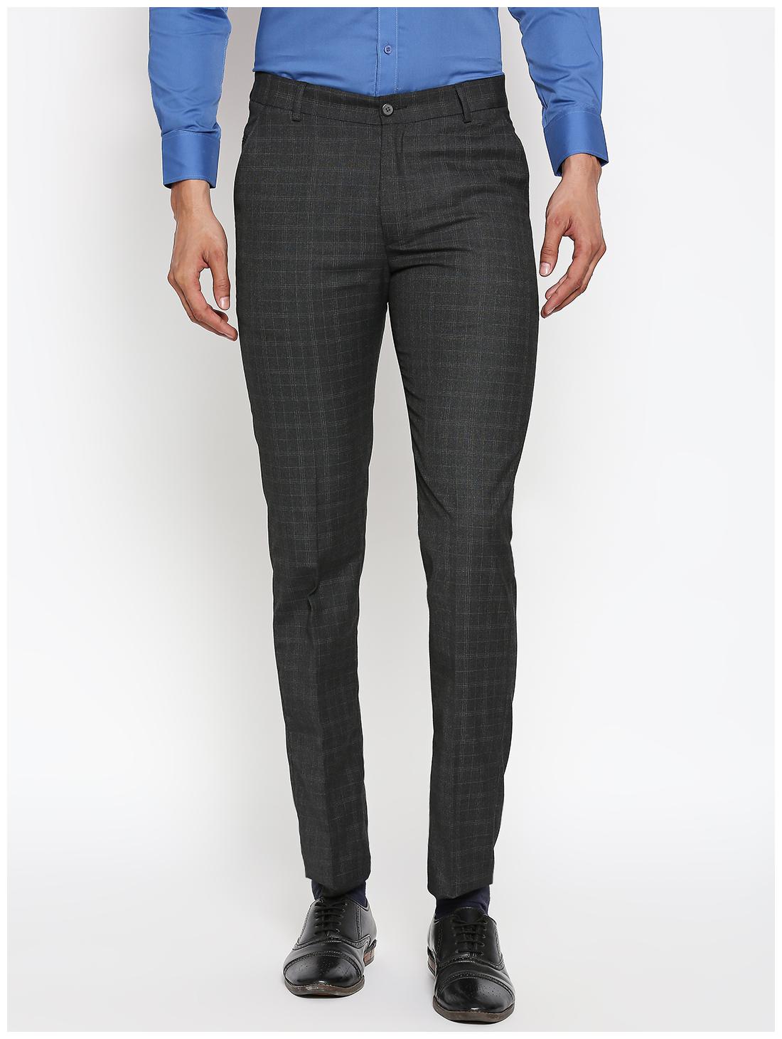 

Solemio Men Checked Slim Fit Formal Trouser - Black