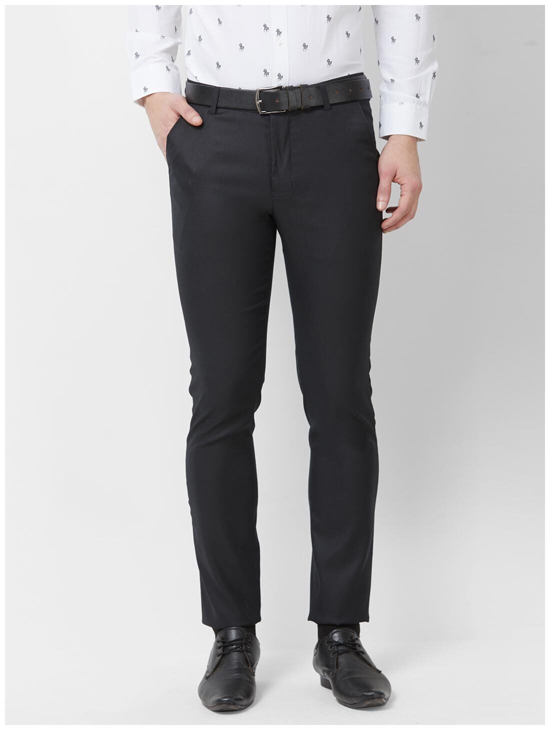 

Solemio Men Solid Slim Fit Formal Trouser - Black