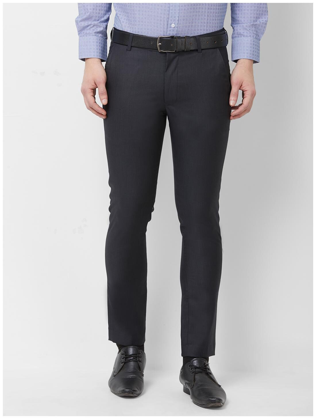 

Solemio Men Solid Tapered Fit Formal Trouser - Blue