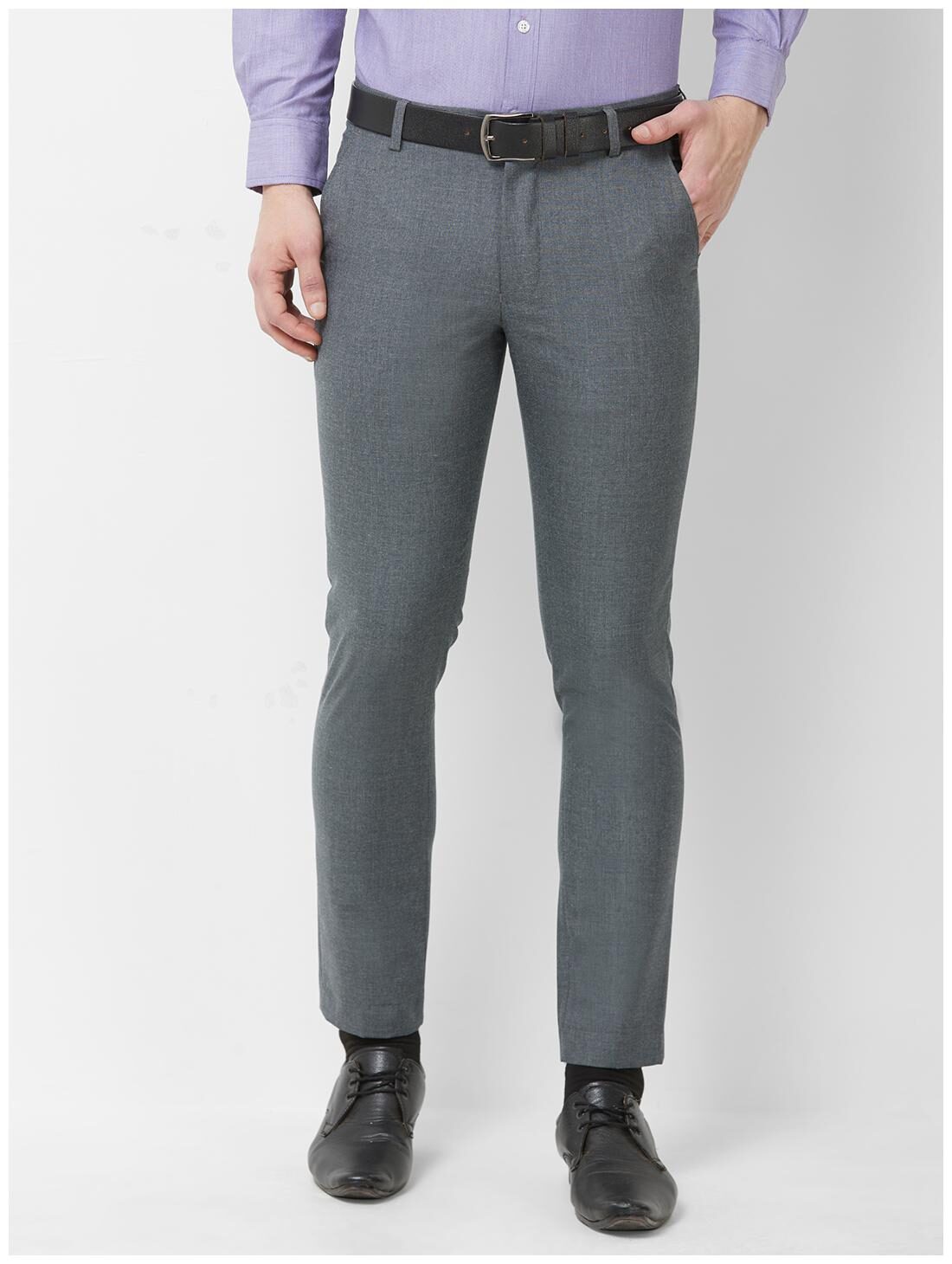 

Solemio Men Solid Tapered Fit Formal Trouser - Grey