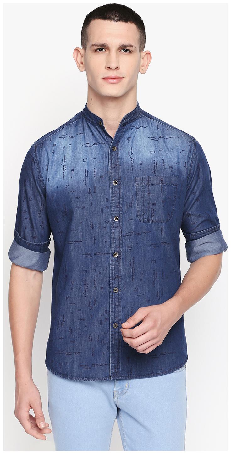 

SOLEMIO Men Blue Printed Regular Fit Casual Shirt