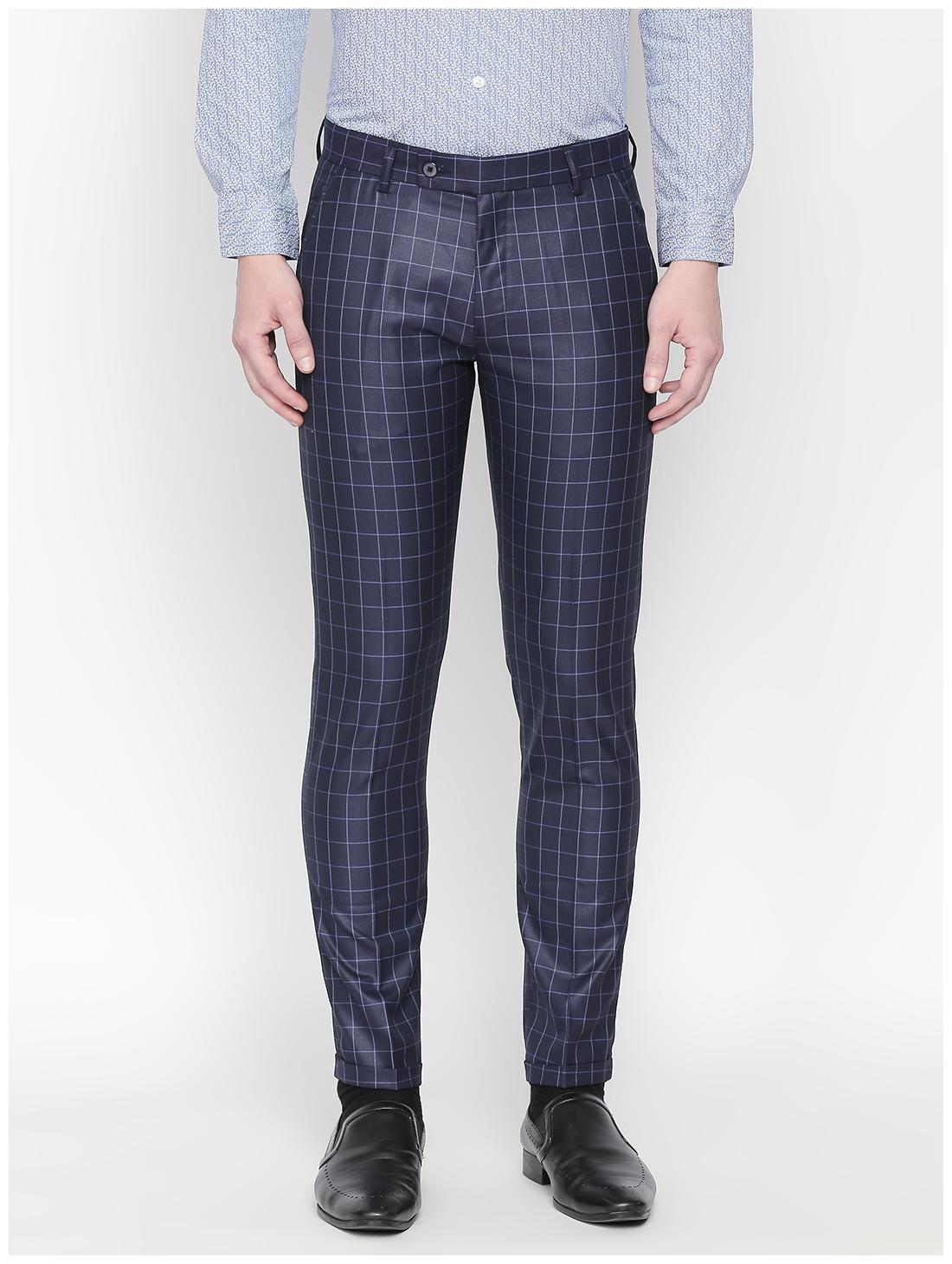 

Solemio Men Checked Slim Fit Formal Trouser - Blue