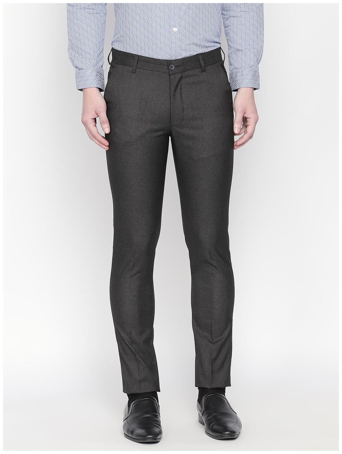 

Solemio Men Textured Slim Fit Formal Trouser - Grey