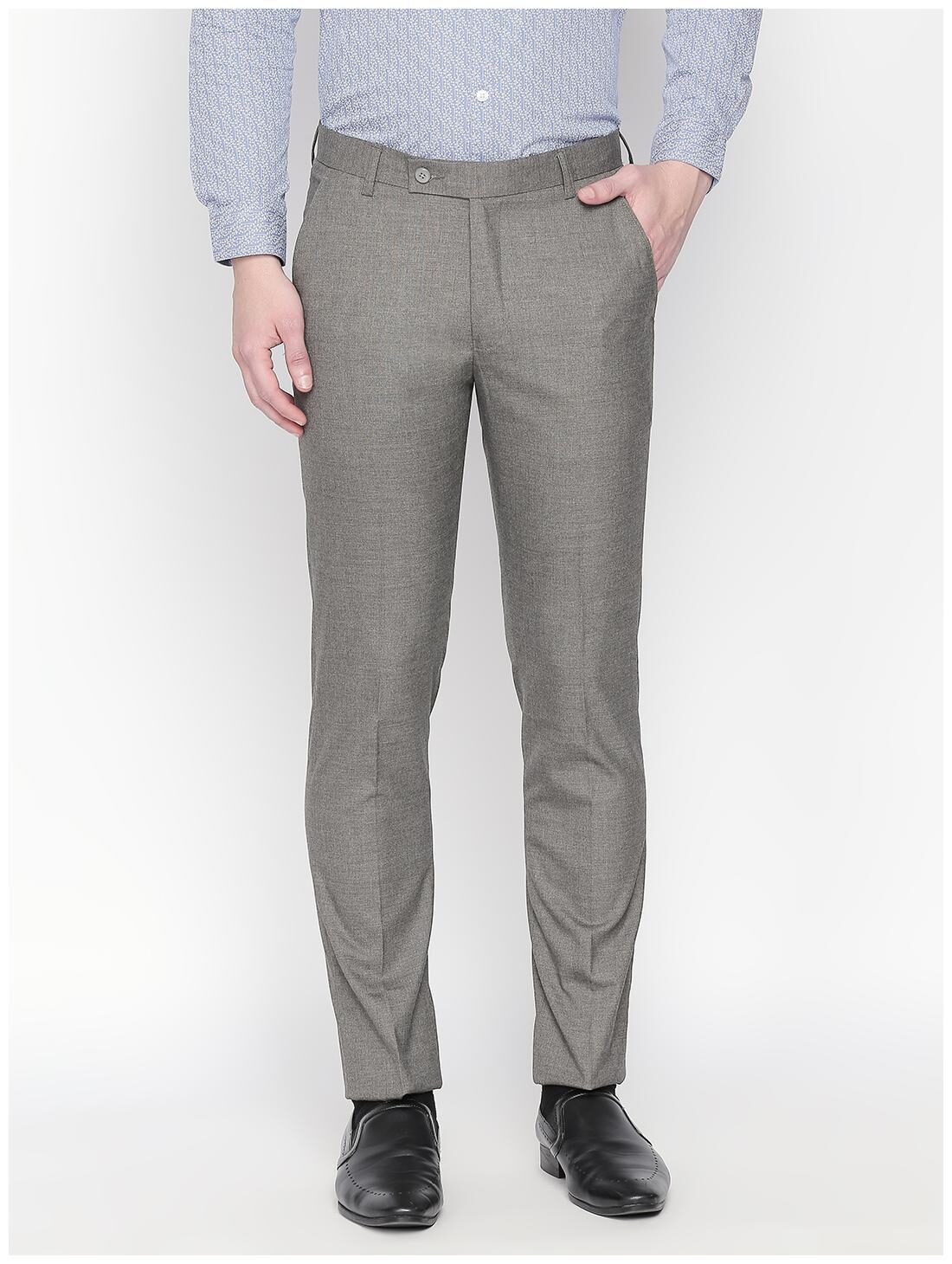

Solemio Men Solid Slim Fit Formal Trouser - Grey
