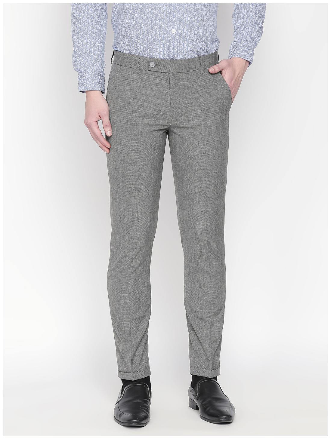 

Solemio Men Textured Slim Fit Formal Trouser - Grey