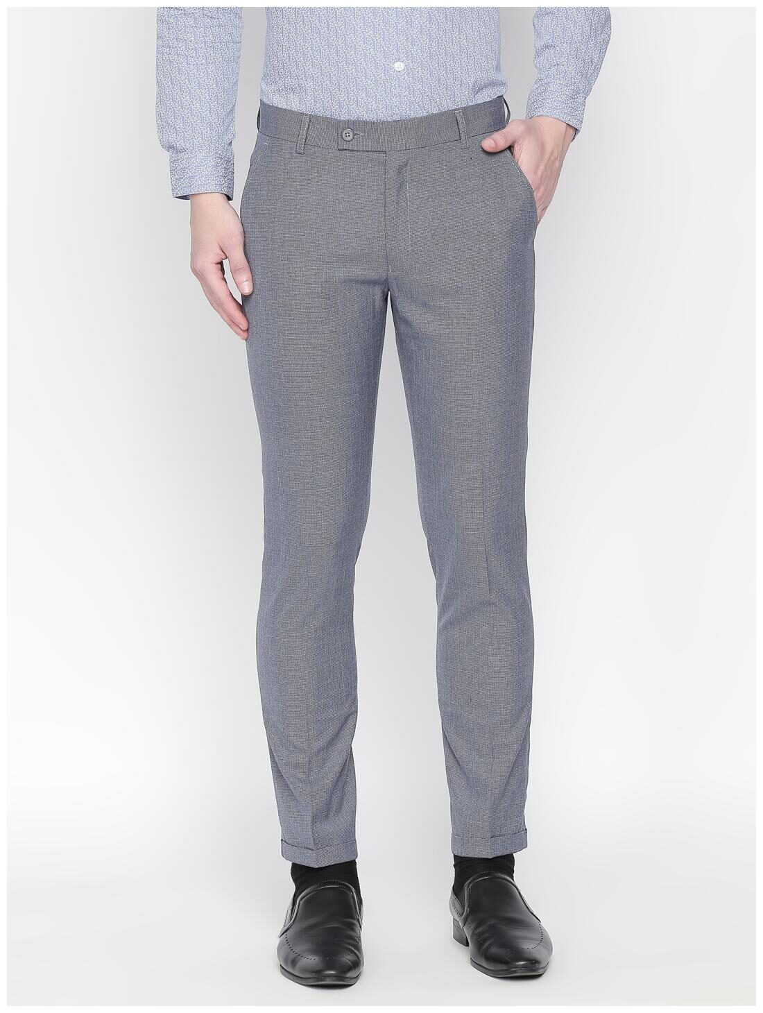 

Solemio Men Textured Slim Fit Formal Trouser - Blue