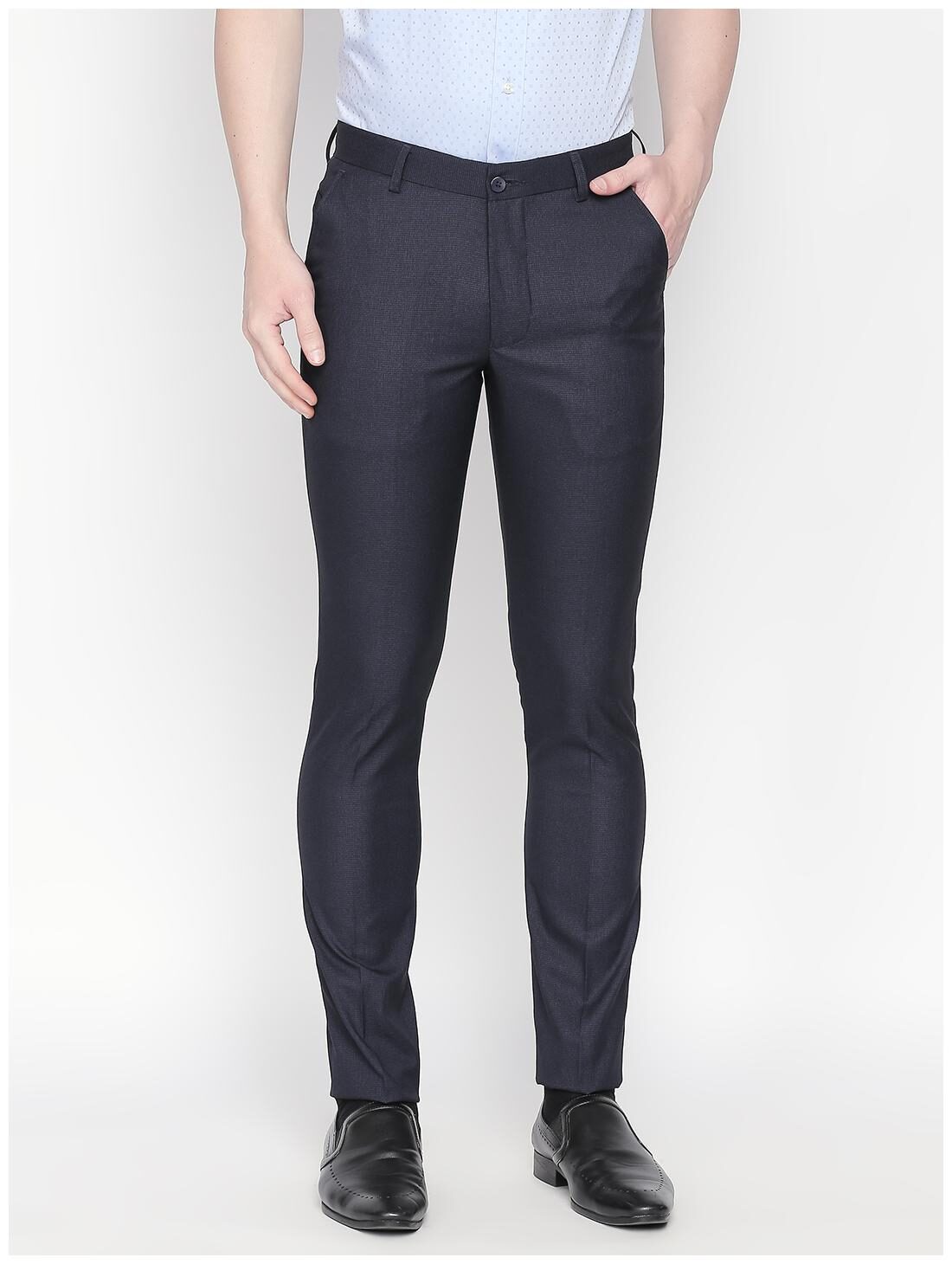 

Solemio Men Textured Slim Fit Formal Trouser - Blue