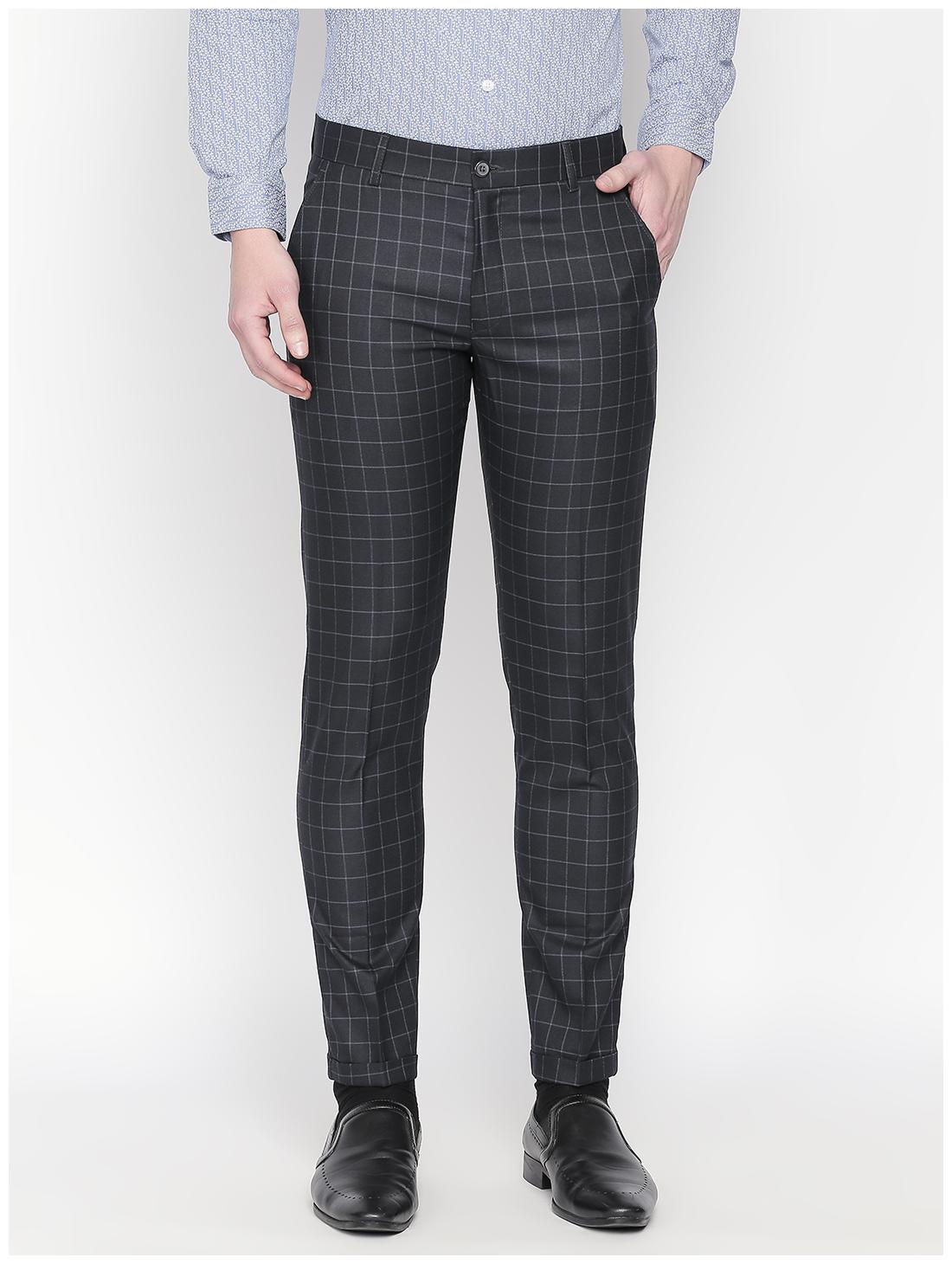 

Solemio Men Checked Slim Fit Formal Trouser - Blue