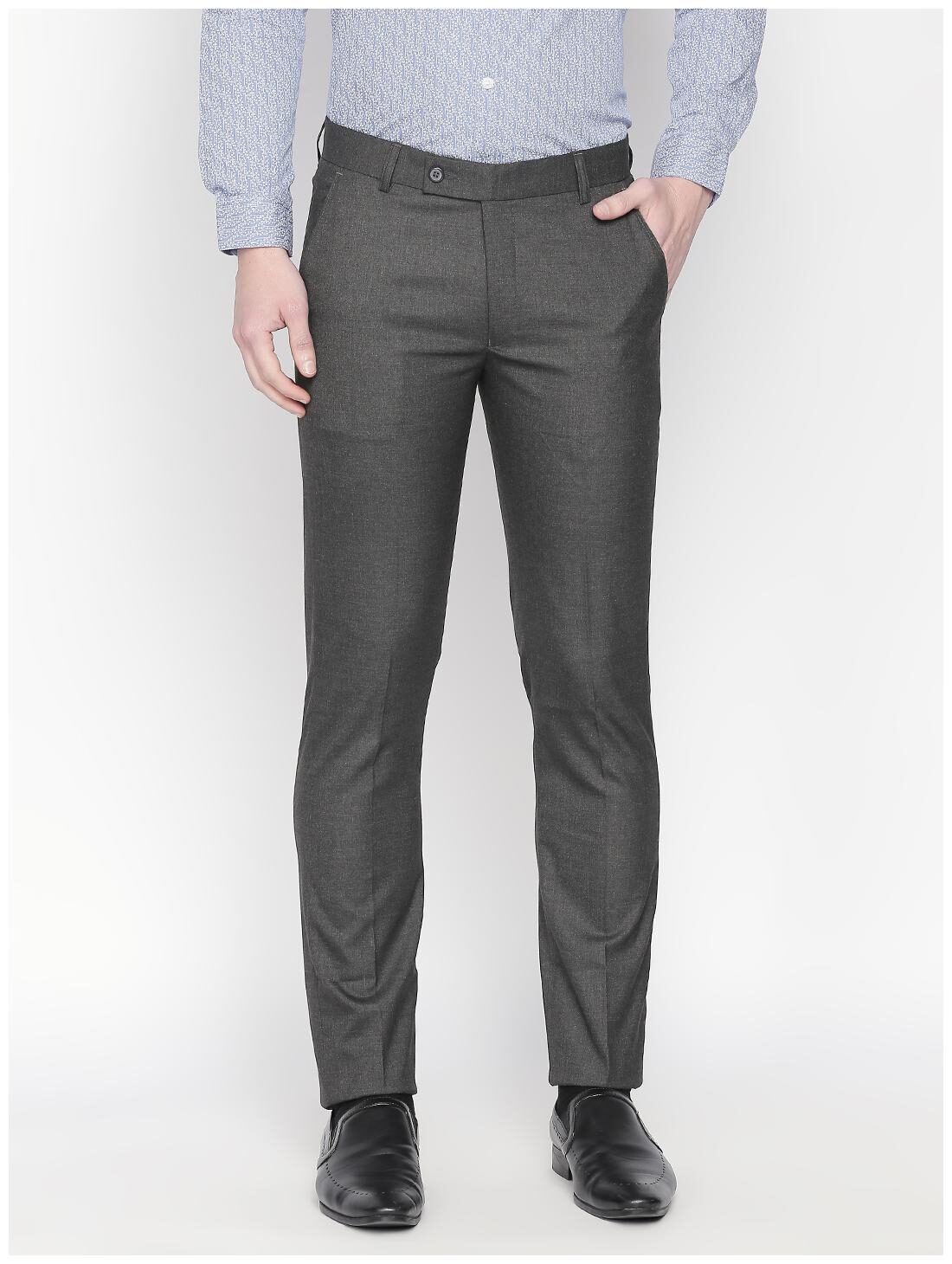 

Solemio Men Solid Slim Fit Formal Trouser - Grey