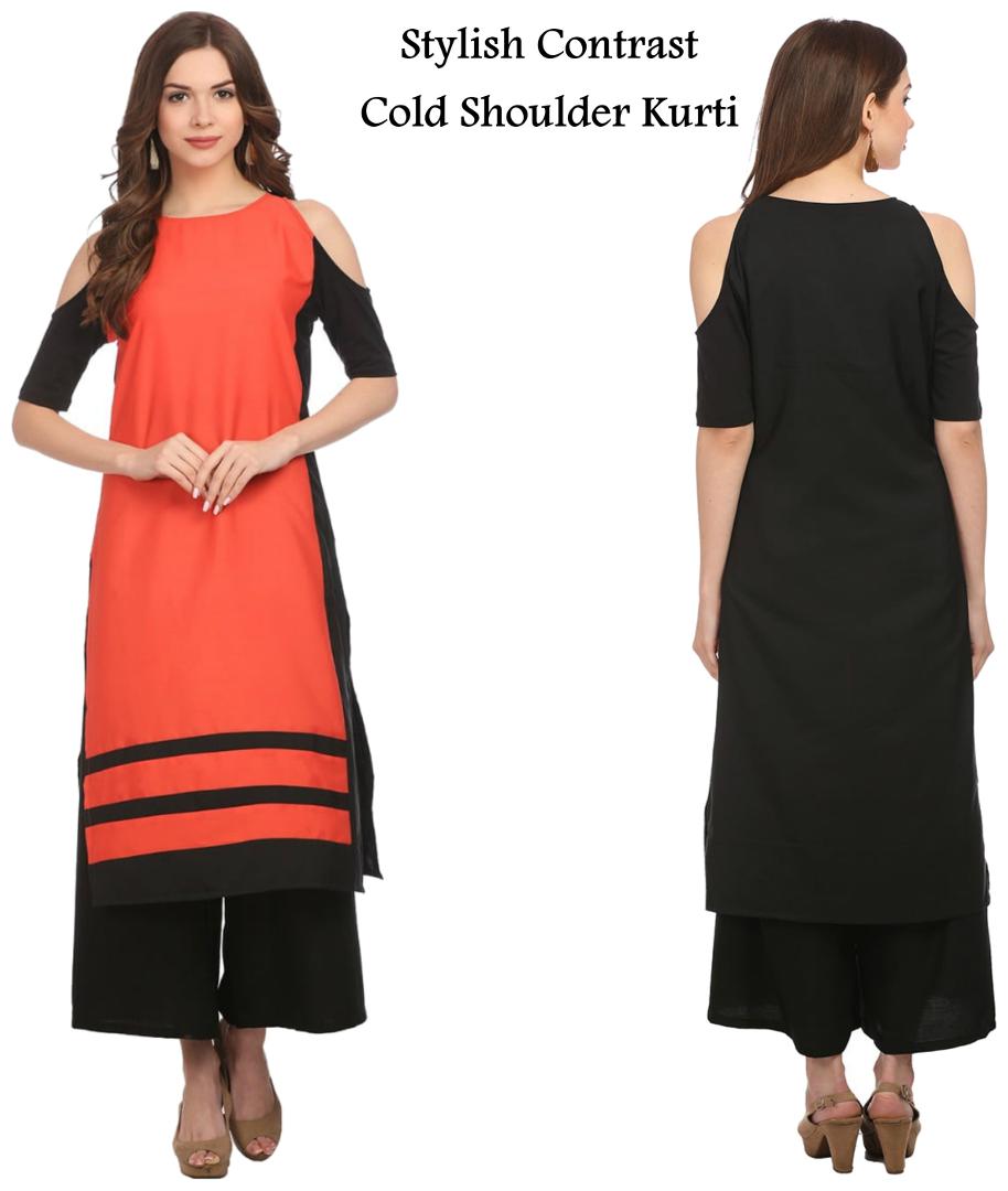 

Chrome Coral Women Red Solid Straight Kurta