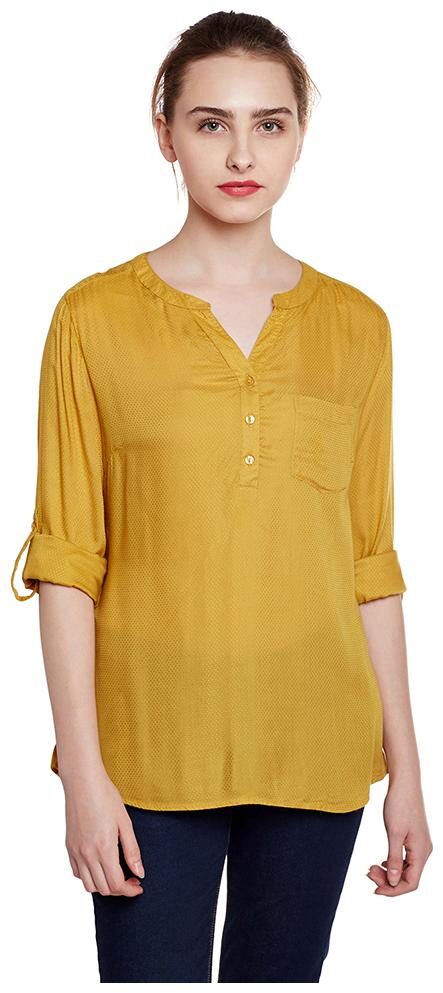 

OXOLLOXO Women Solid Regular top - Yellow