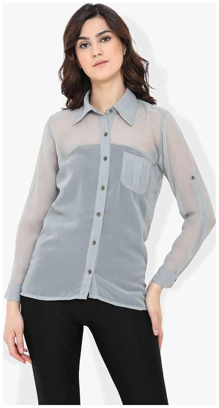 

Trend Arrest Women Grey Solid Regular Fit Shirt