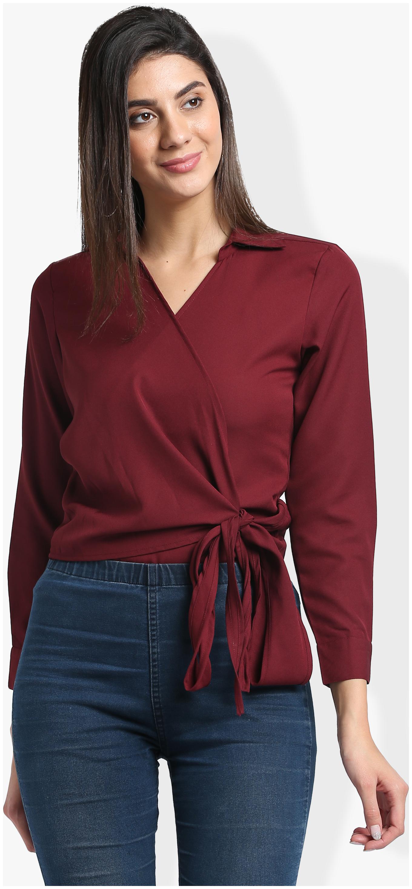 

Trend Arrest Women Solid Regular top - Maroon