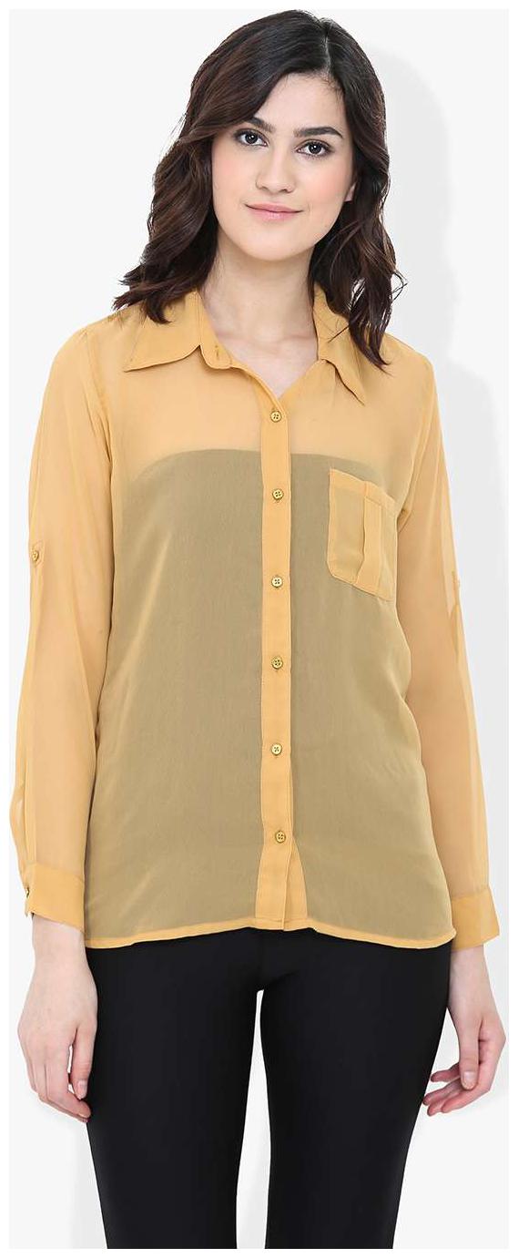 

Trend Arrest Women Yellow Striped Regular Fit Shirt