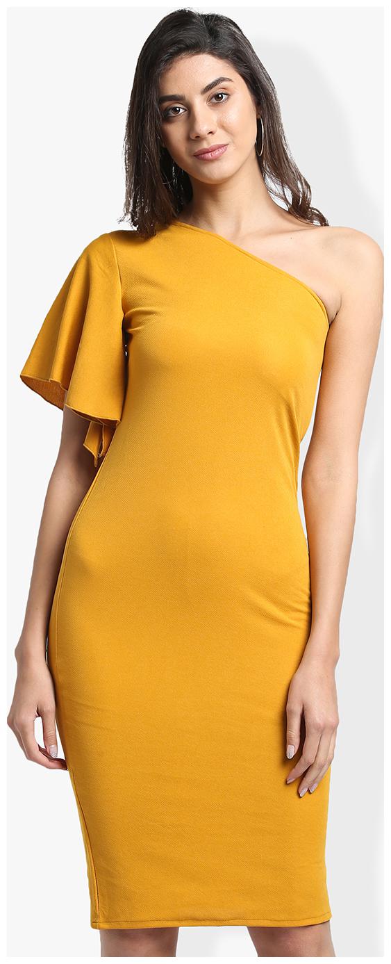 

Trend Arrest Yellow Solid Bodycon dress