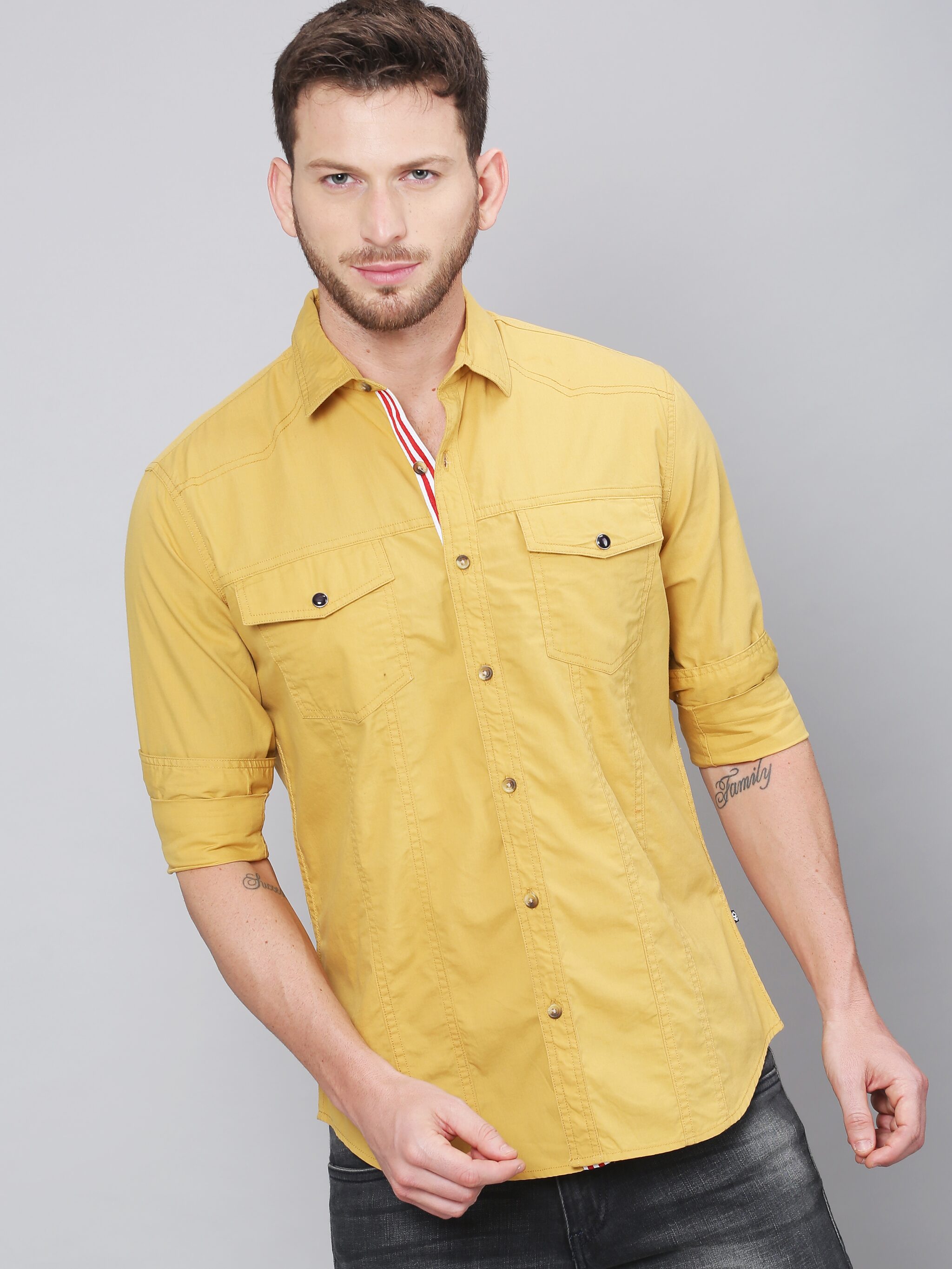 

Solid Styles Men Beige Printed Regular Fit Casual Shirt