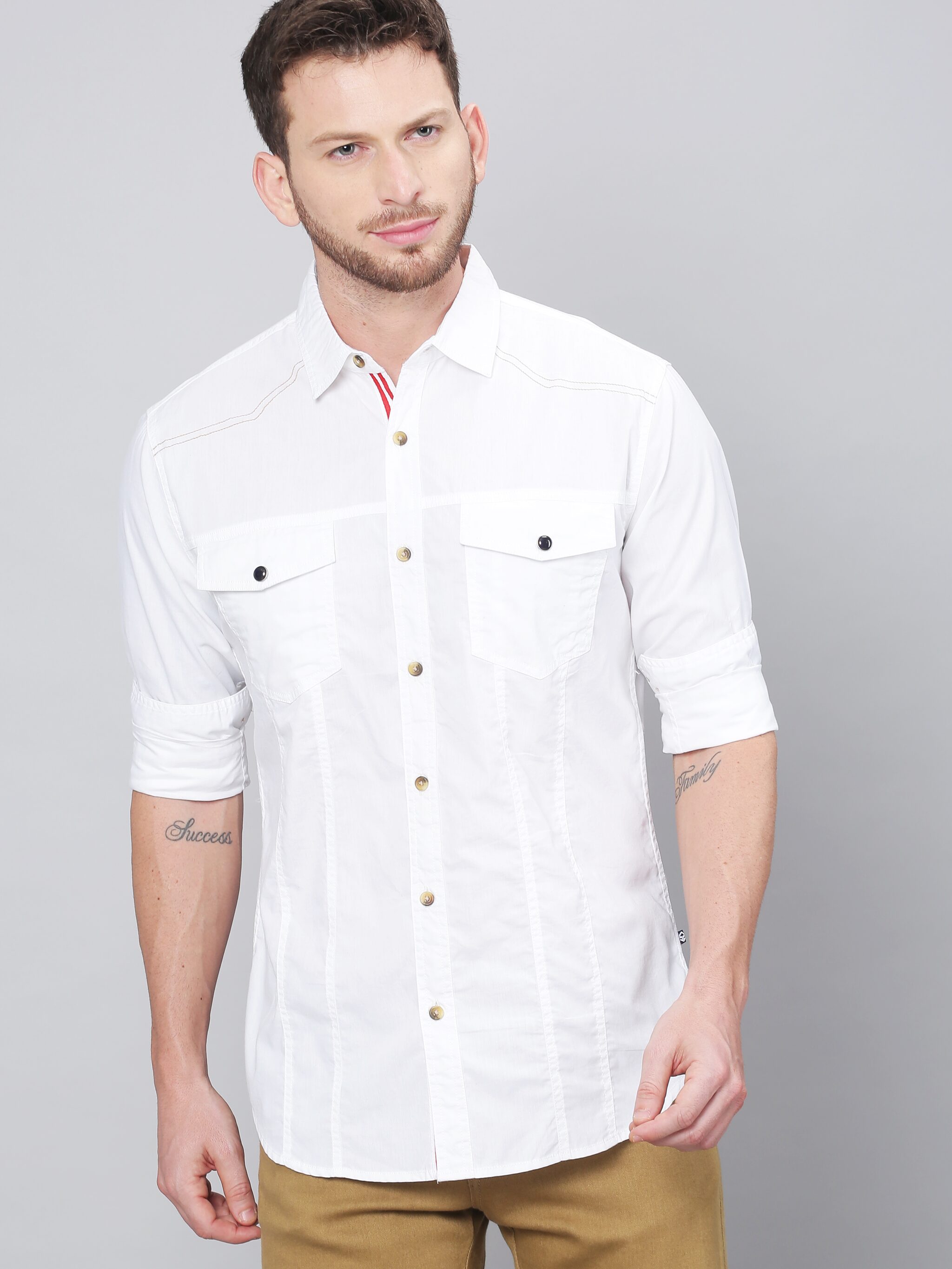 

Solid Styles Men White Printed Regular Fit Casual Shirt