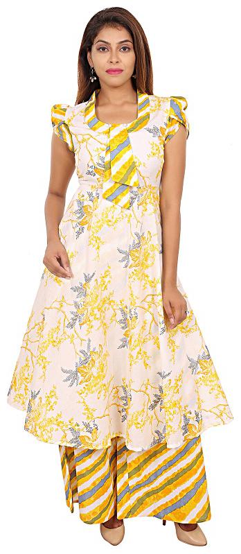 

Sooma cotton printed yellow palazzo set00002 L