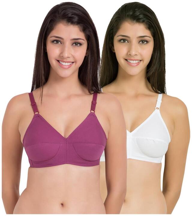 Souminie Pack of 2 Non Padded Cotton T Shirt Bra - Multi