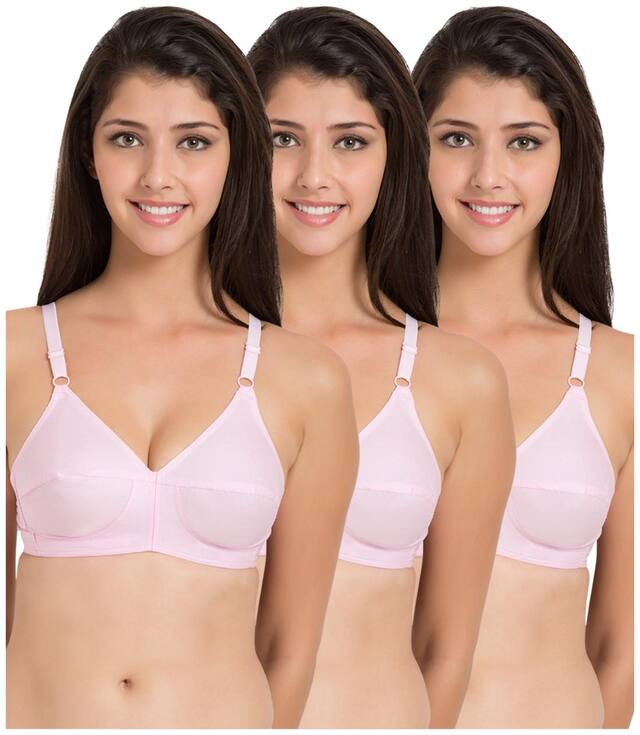 Souminie Pack of 3 Non Padded Cotton T Shirt Bra - Pink