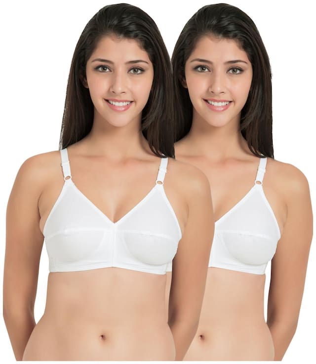 Souminie Pack of 2 Non Padded Cotton T Shirt Bra - White