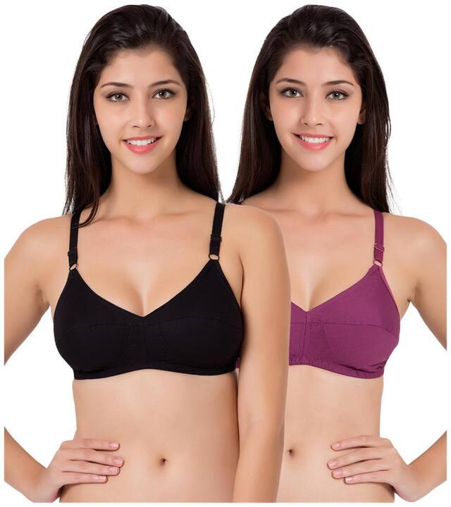 Souminie Pack of 2 Non Padded Cotton T Shirt Bra - Multi