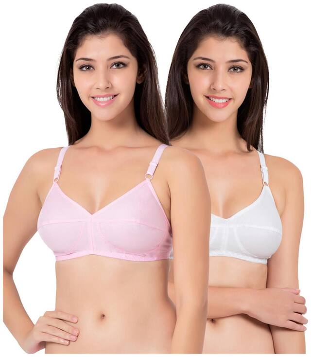 Souminie Pack of 2 Non Padded Cotton T Shirt Bra - White