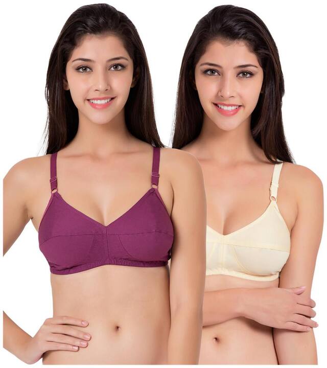 Souminie Flexi Fit Cotton Magenta Skin Non Padded (Pack Of 2) Non-Wired Bra