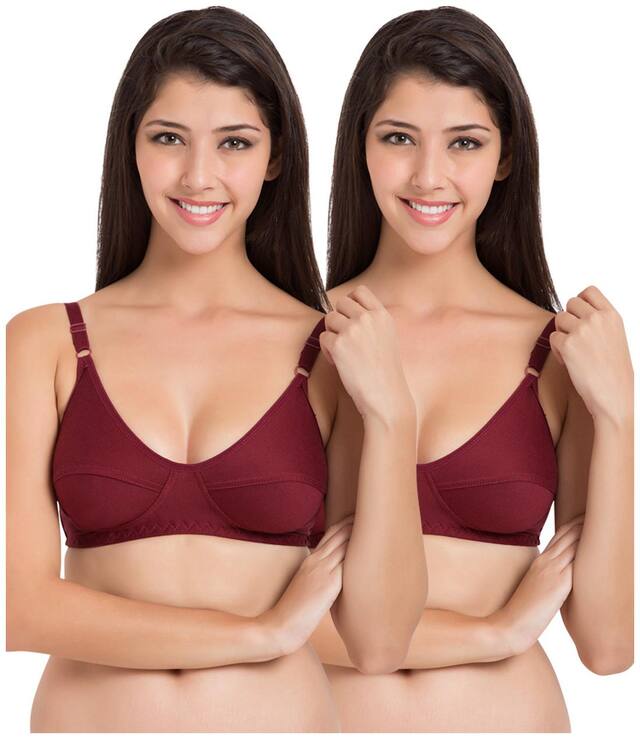 Souminie Pack of 2 Non Padded Cotton Racerback Bra - Maroon