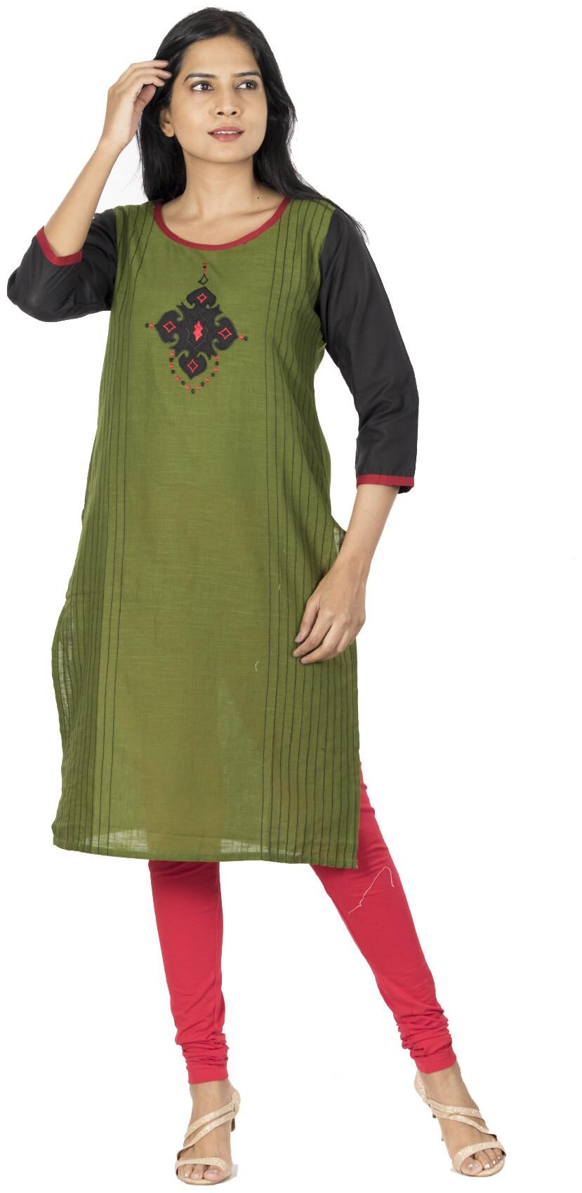 

South India Shopping Mall Women Green Printed Straight Kurti