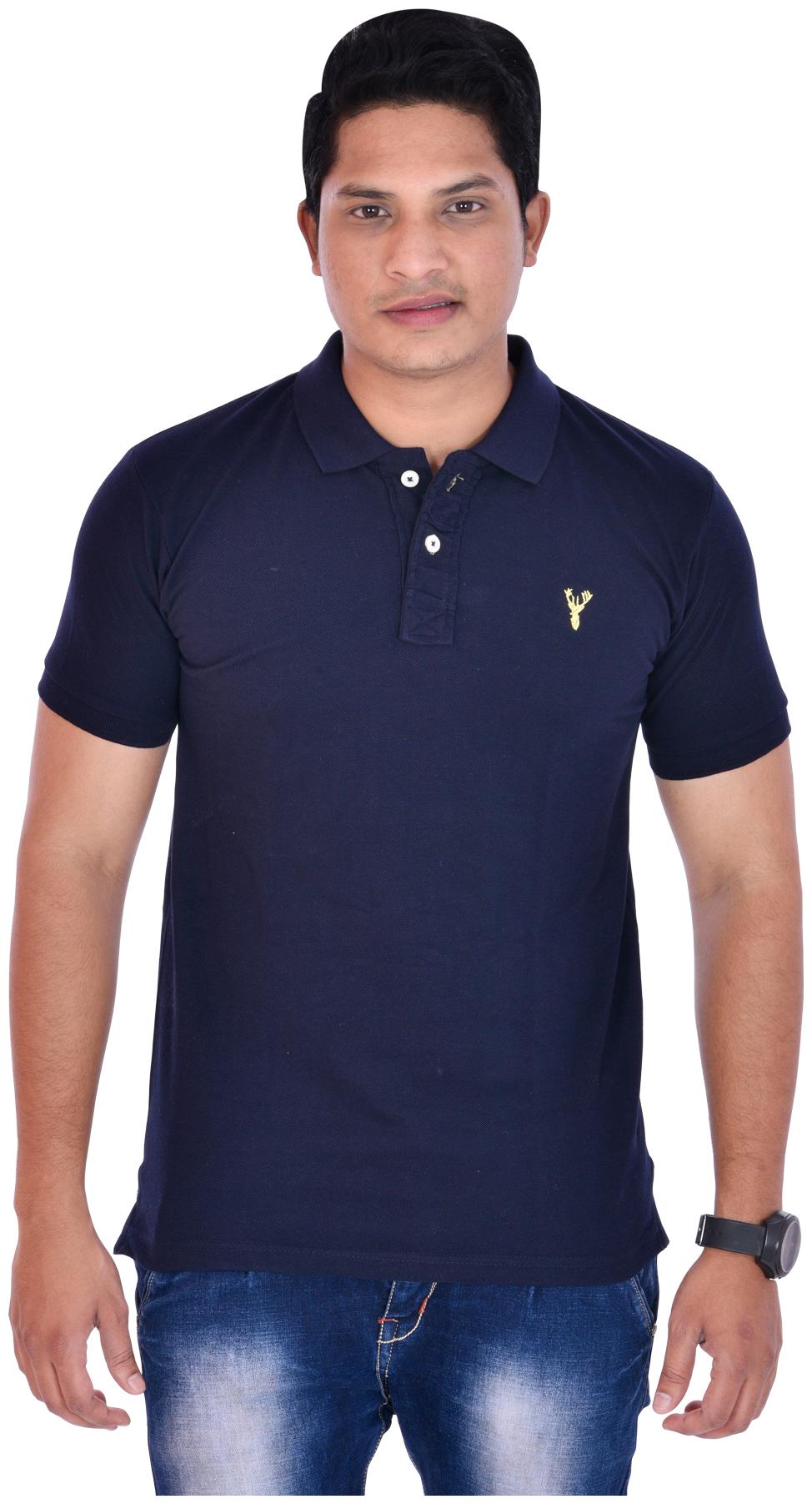 

South India Shopping Mall Men Blue Regular fit Cotton Blend Polo collar T-Shirt - Pack Of 1