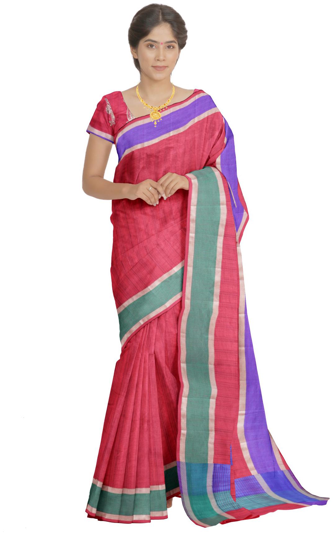 

South India Shopping Mall Silk Universal Women saree Red color