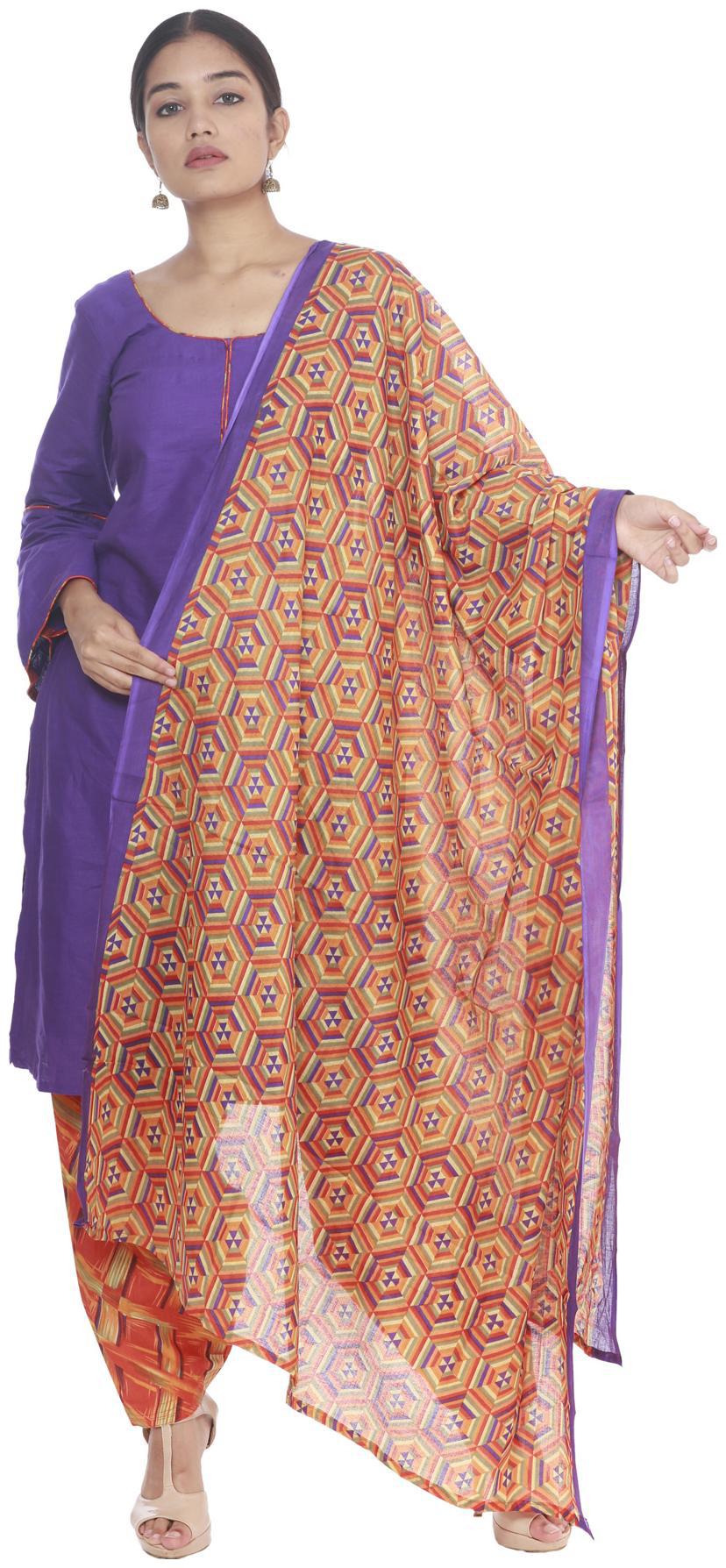 

South India Shopping Mall - Hosh Women Purple Cotton Dress Material