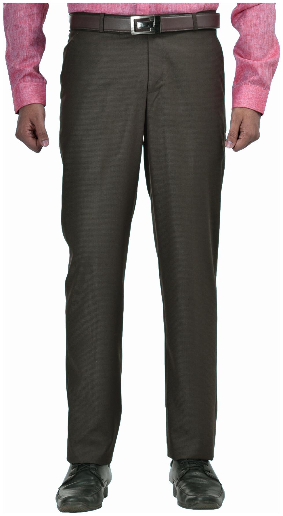 

South India Shopping Mall Men Solid Slim Fit Formal Trouser - Brown