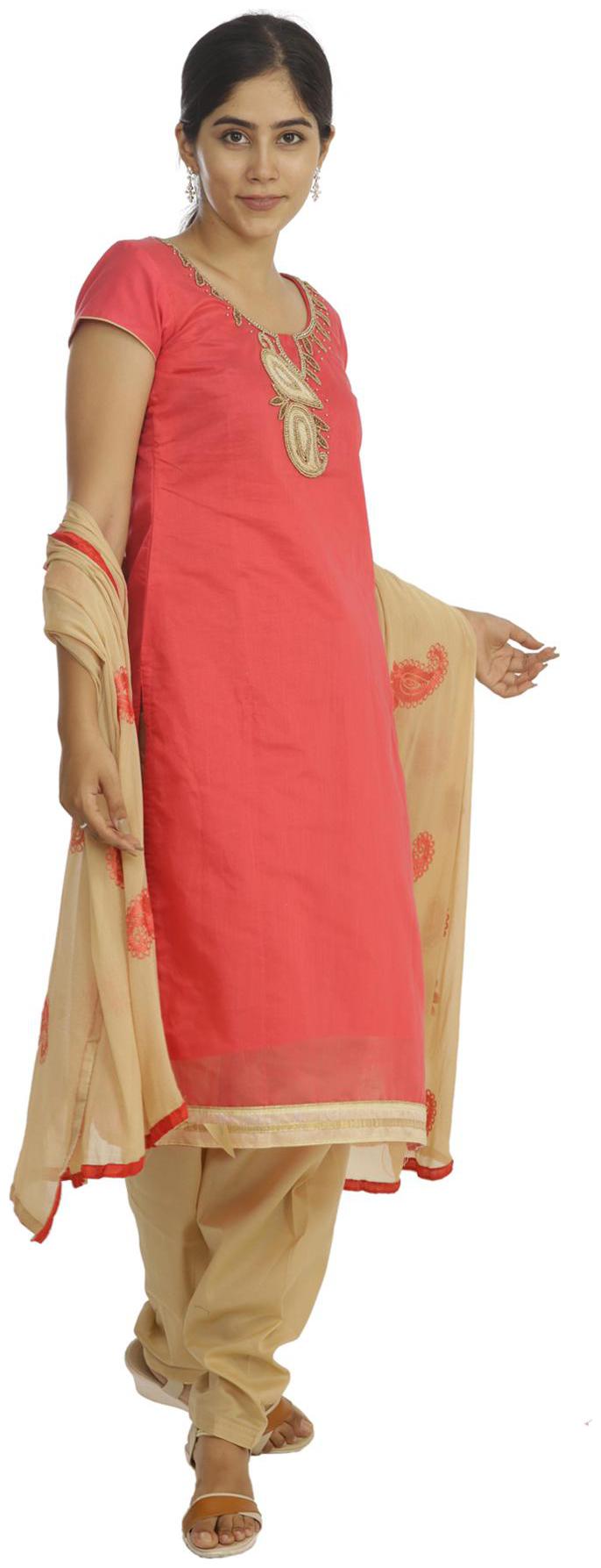 

South India Shopping Mall - Hosh Women Red Chenderi Dress Material
