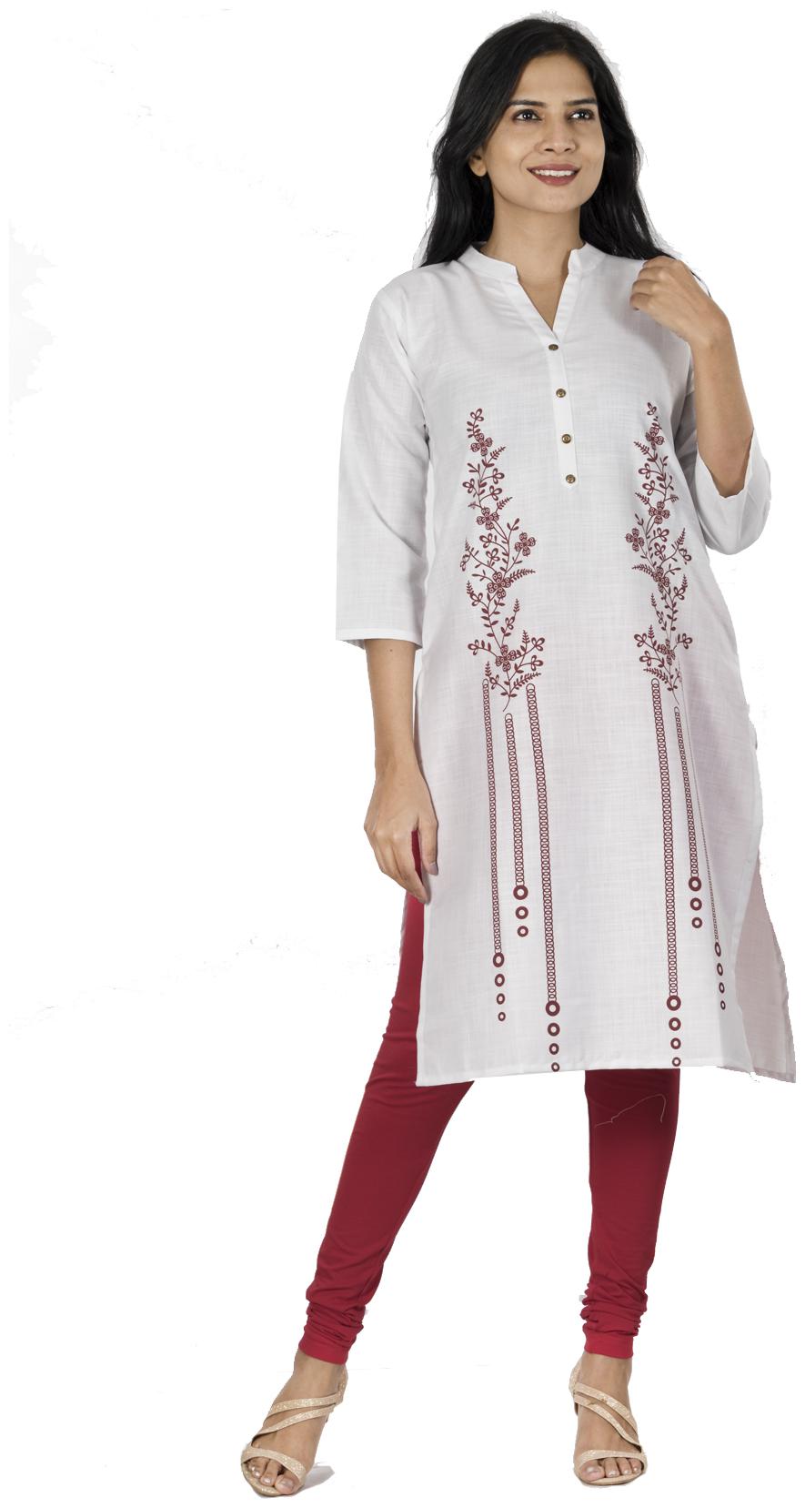 

South India Shopping Mall Women White Floral Straight Kurti