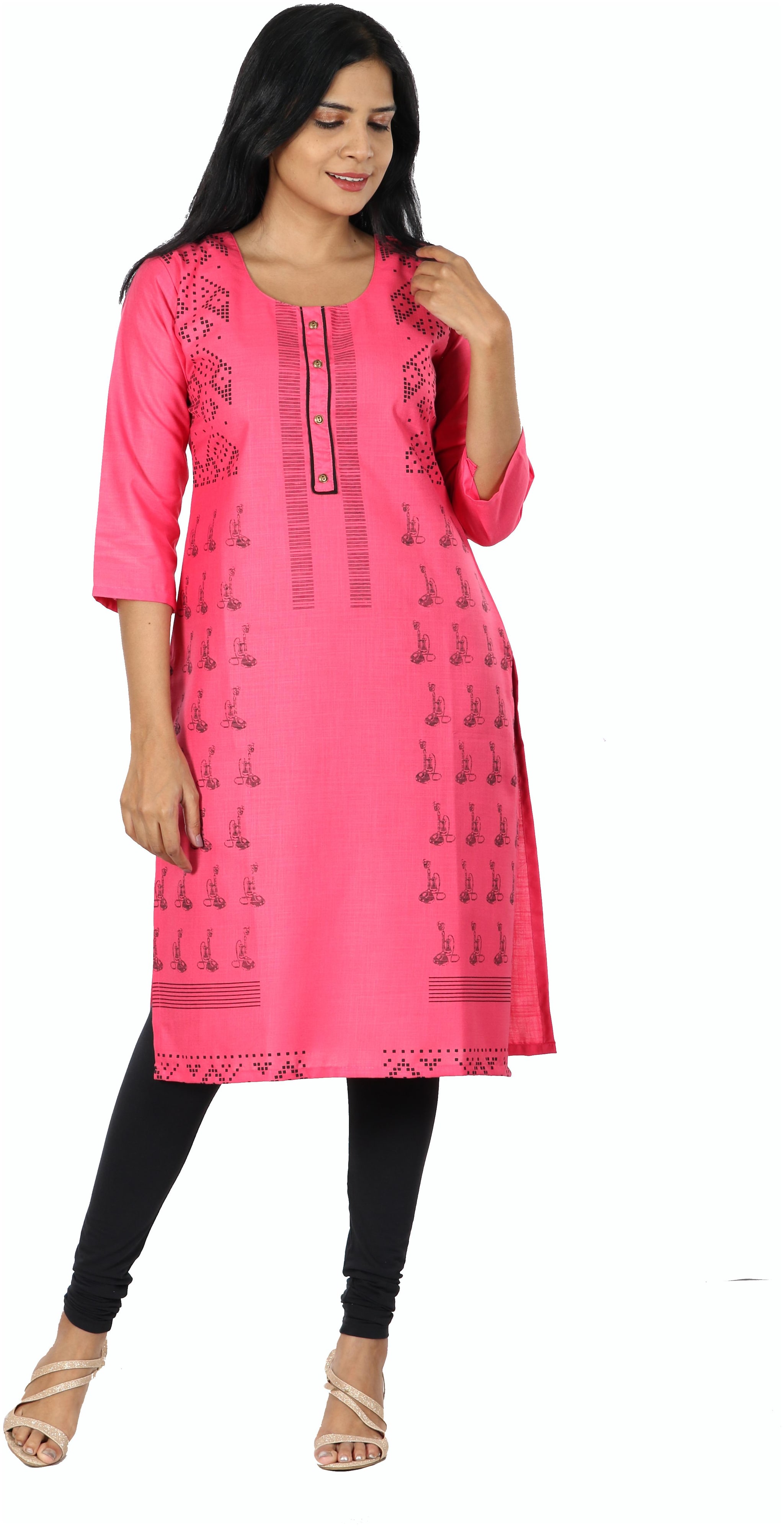 

South India Shopping Mall Women Pink Printed Straight Kurti