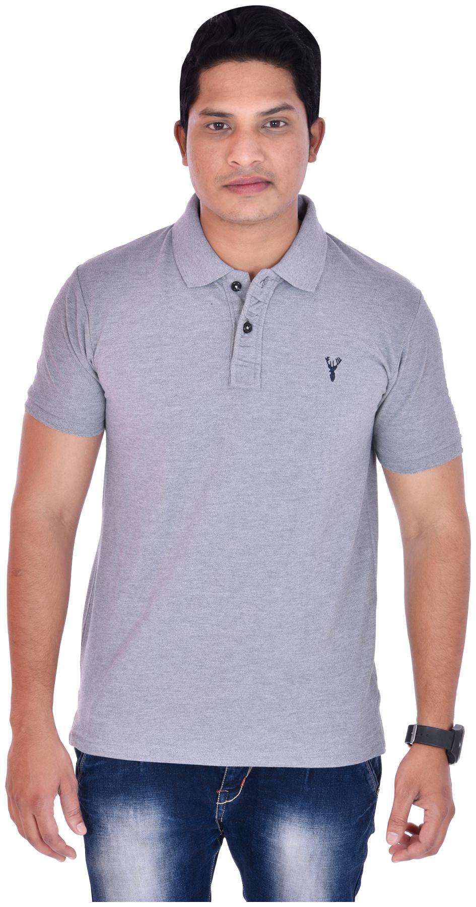 

South India Shopping Mall Men Grey Regular fit Cotton Blend Polo collar T-Shirt - Pack Of 1