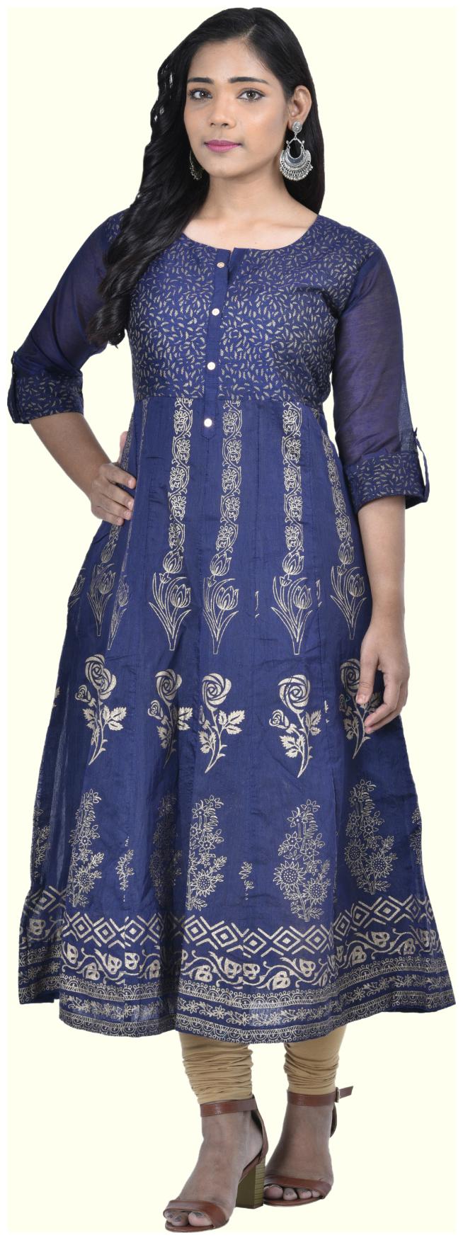 

South India Shopping Mall Women Blue Floral Anarkali Kurti