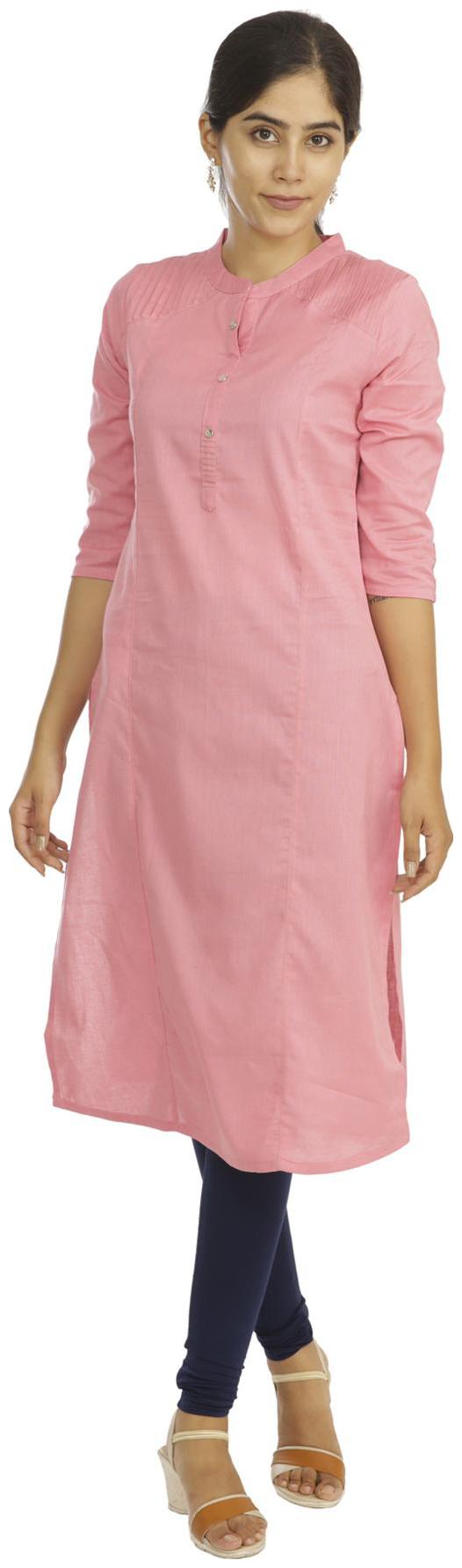 

South India Shopping Mall Women Pink Solid Straight Kurta