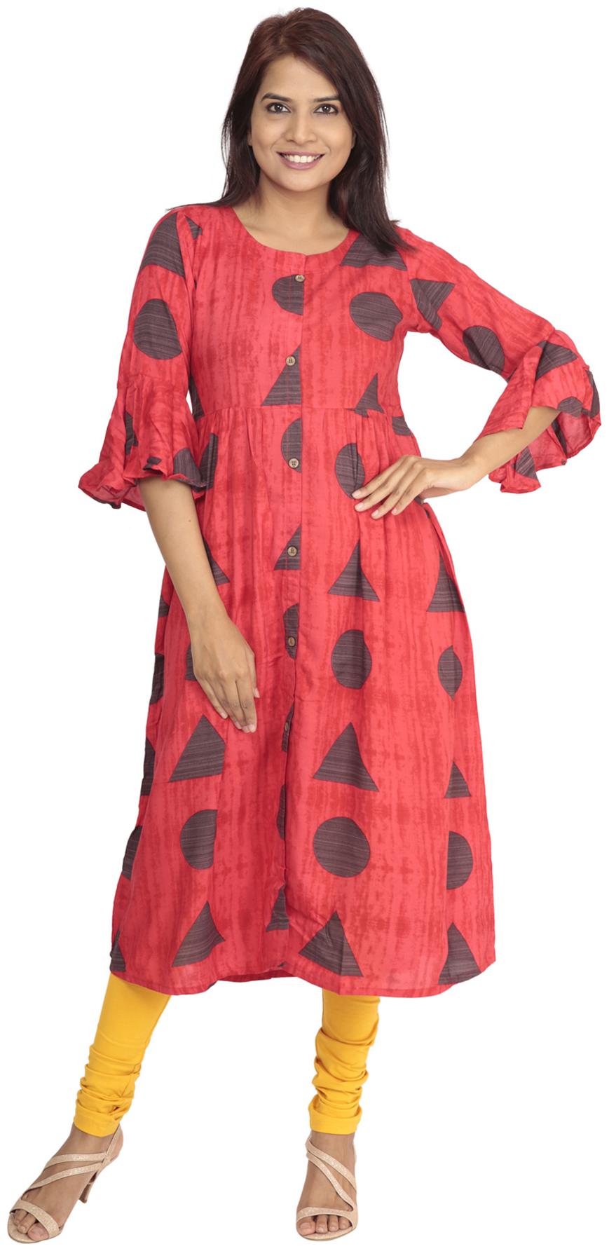 

South India Shopping Mall Women Red Printed Anarkali Kurti