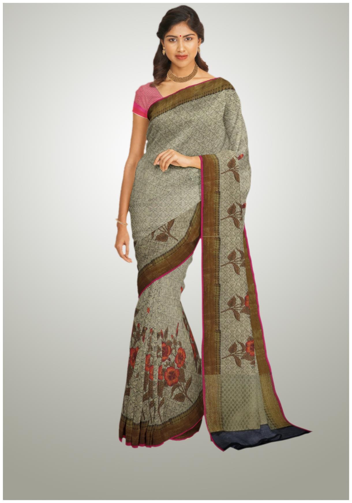 

South India Shopping Mall Silk Universal Saree Green