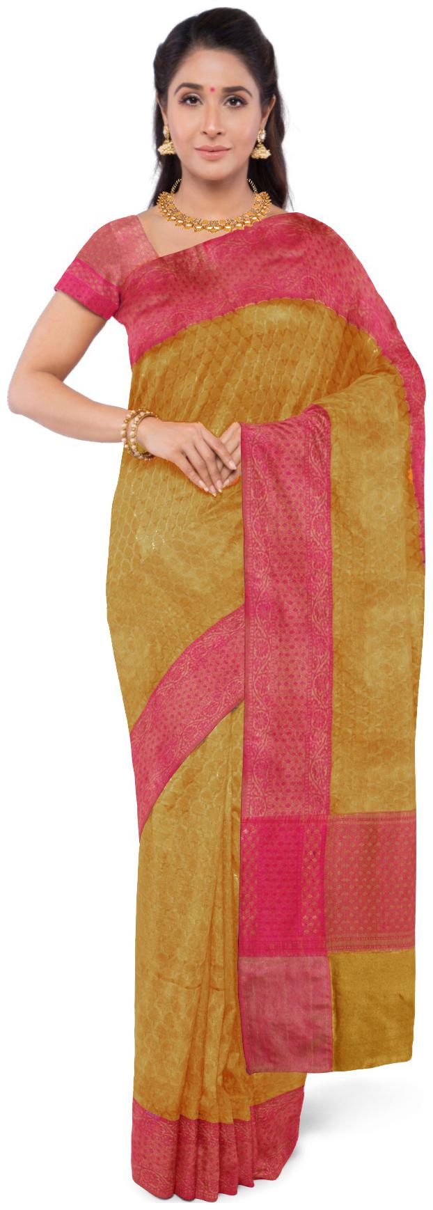 

South India Shopping Mall Tissue Universal Women saree Green color