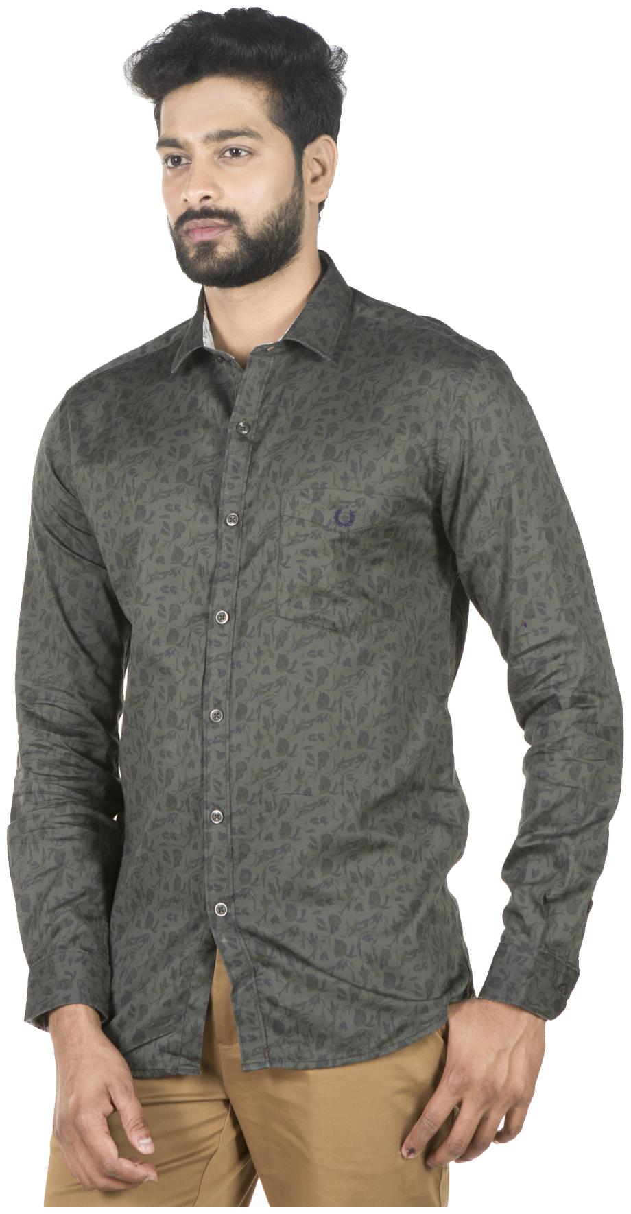 

ADAM PARKER Men Grey Printed Slim Fit Casual Shirt