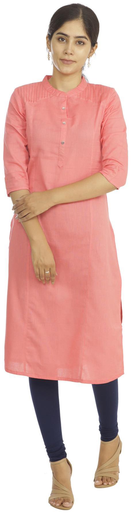 

South India Shopping Mall Women Pink Solid Straight Kurti