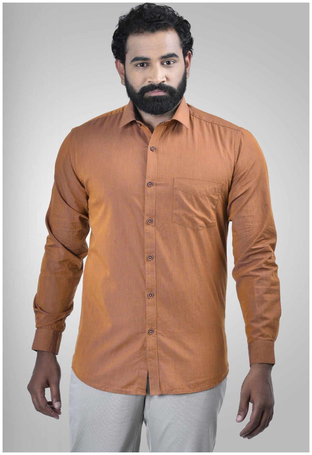 

South India Shopping Mall Men Brown Solid Slim Fit Casual Shirt