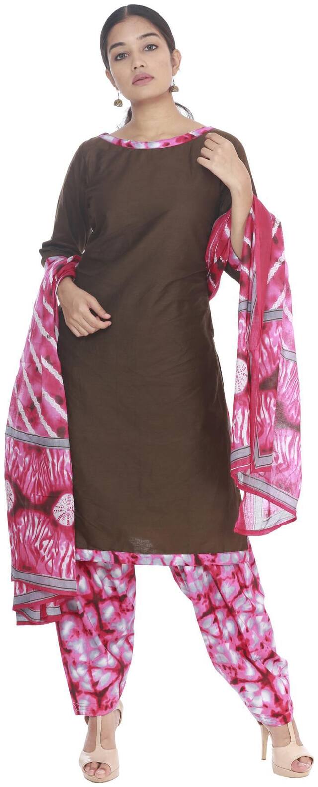 South India Shopping Mall - Hosh Women Coffee Cotton Dress Material