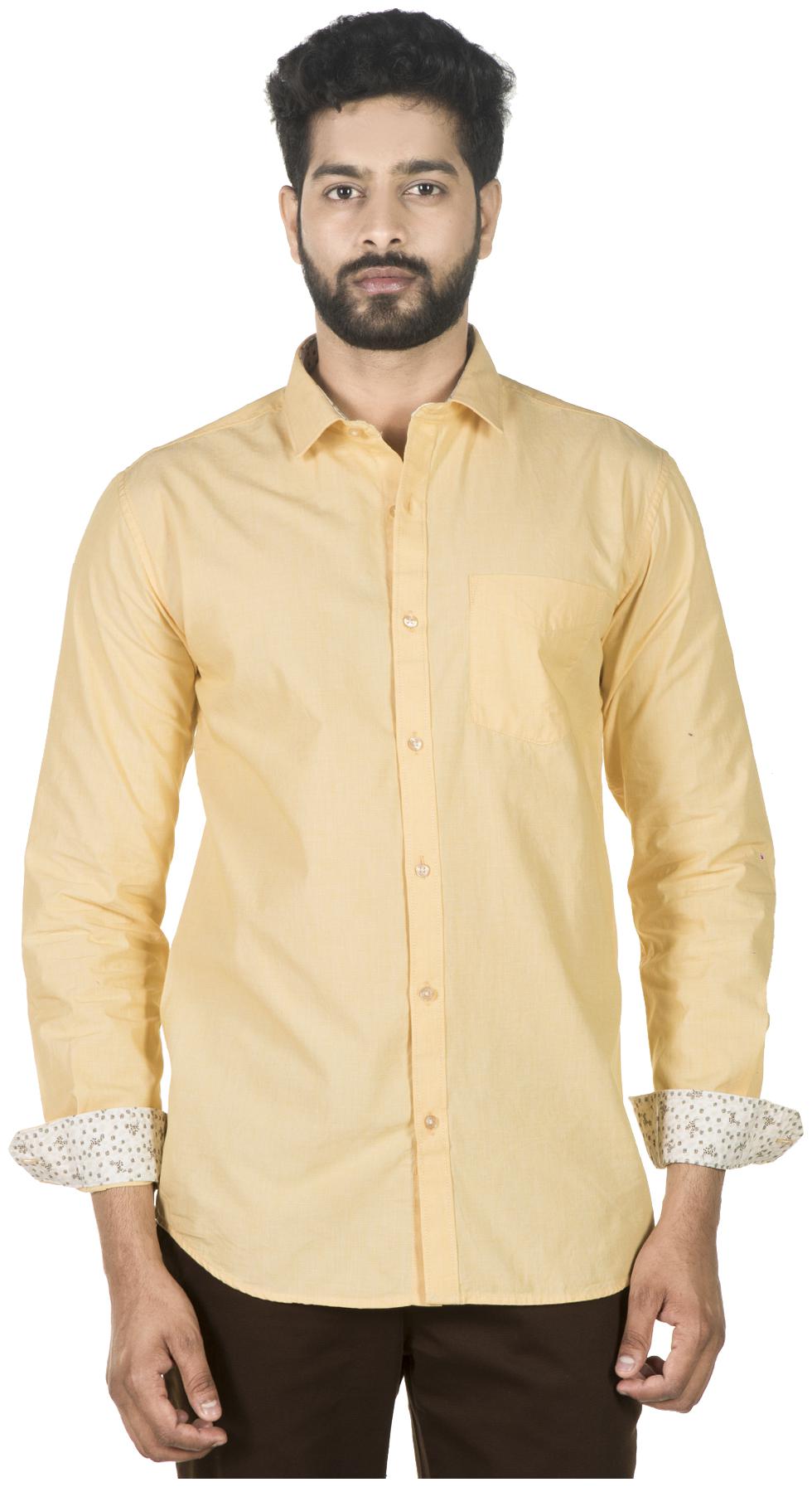

ADAM PARKER Men Yellow Solid Slim Fit Casual Shirt
